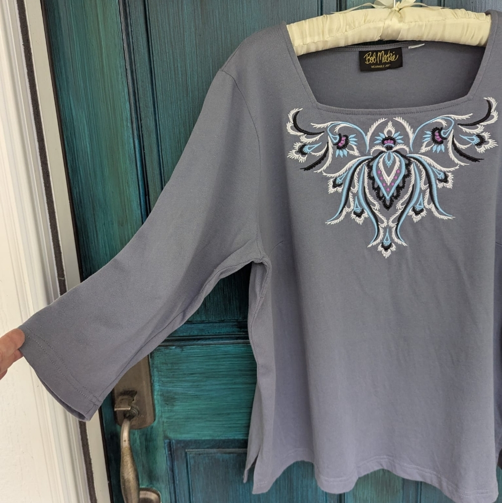 ๐ด CLEARANCE Bob Mackie VTG Embroidered Paisley Floral Filigree Blouse Shirt - Picture 4 of 6